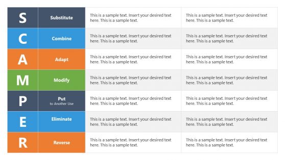 PPT SCAMPER Model Table Style 