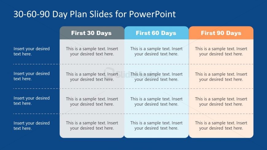 PPT 30 60 90 Day Plan Table Template SlideModel