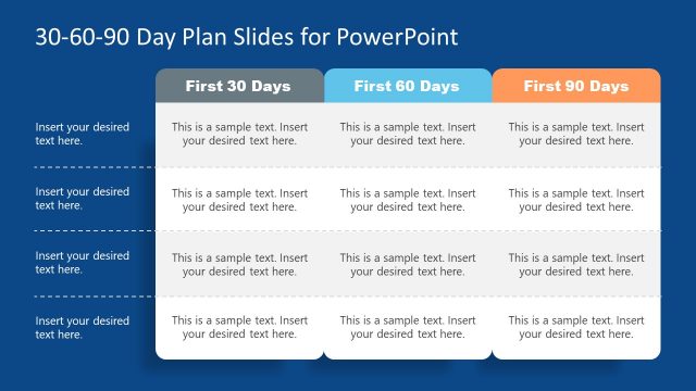 Column Layout for 30-60-90 Day Plan Template