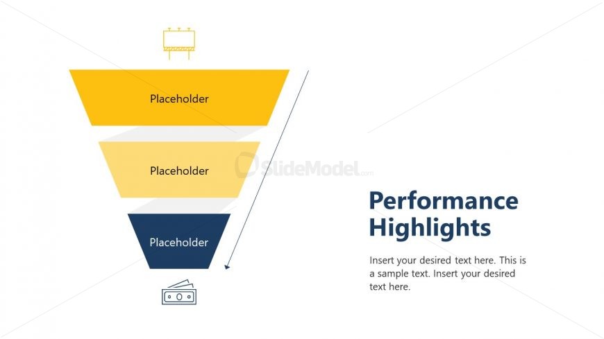 Performance Highlights Funnel Diagram Slide for Annual Report Template
