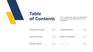Table of Contents Slide for Annual Report Template Slides