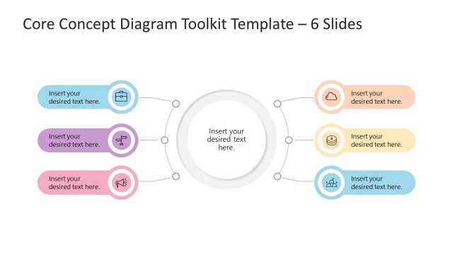 6 Items Core Concept PowerPoint Diagram