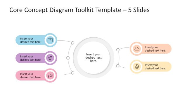 5 Items Core Concept PowerPoint Diagram