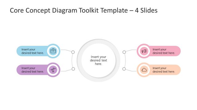 4 Items Core Concept PowerPoint Diagram