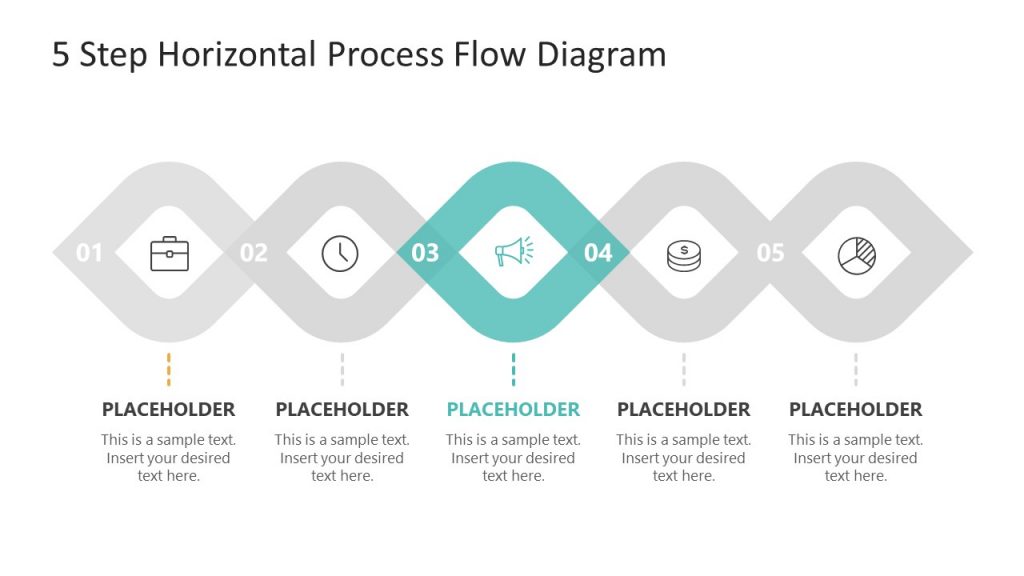 Step 3 Rhombus Horizontal Process Flow Template - SlideModel