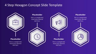 4 Process Hexagone Shapes PPT