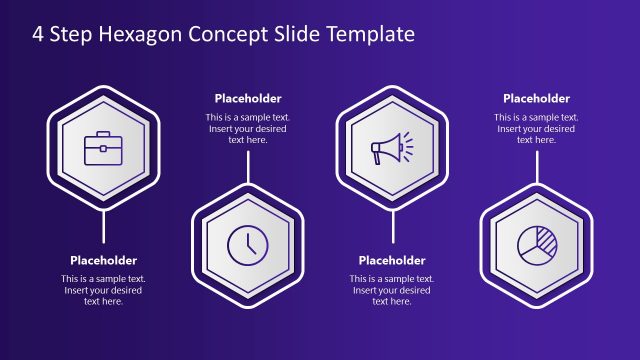 4 Step Hexagon Concept Slide Template for PowerPoint