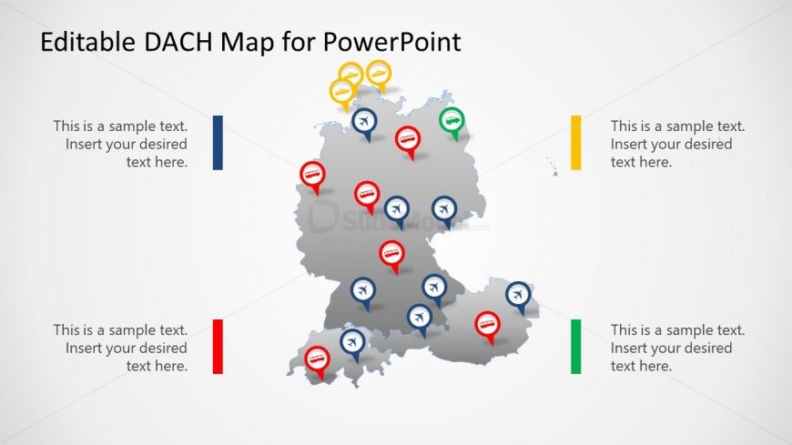 PowerPoint Editable Map of DACH Countries 