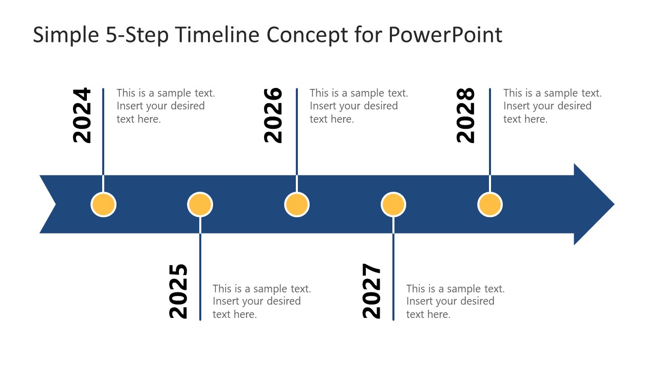 PowerPoint 5 Steps Timeline Template 