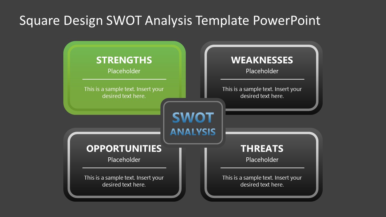 Square Design SWOT Analysis PowerPoint Template