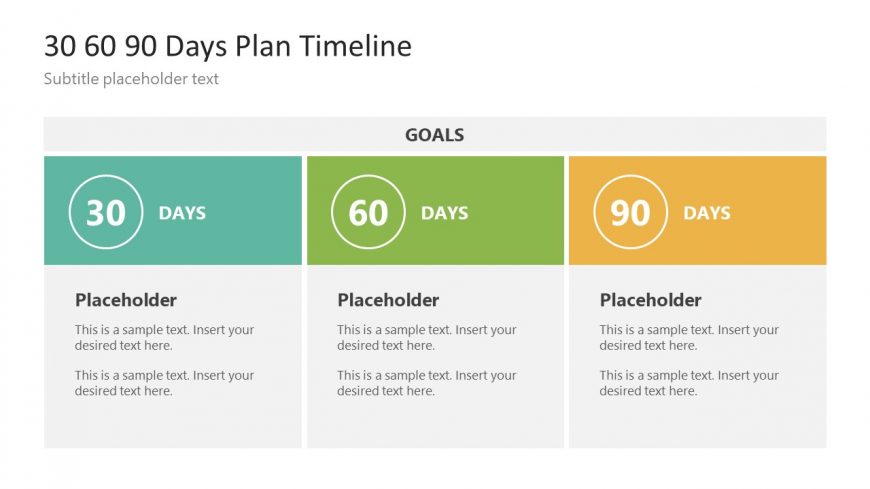 Slide of 3 Columns for 30 60 90 Days Plan 