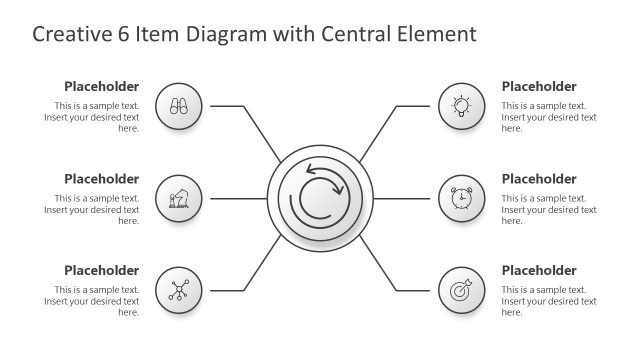Simple 6 Items Central Element PowerPoint