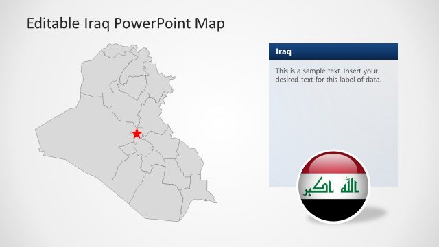 Iraq Editable Map with Gray Outline