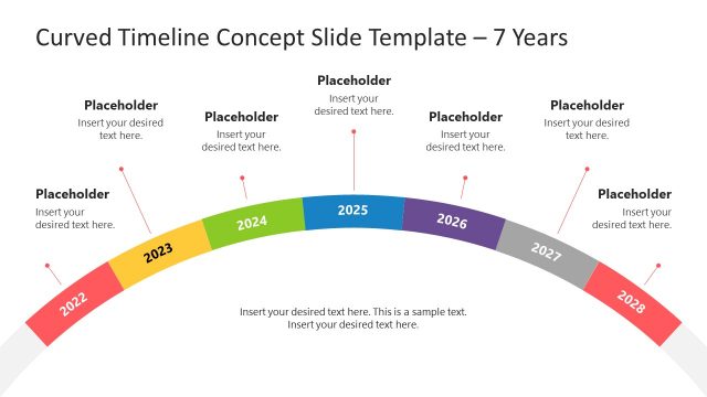 8 Steps Curved Timeline Concept PowerPoint