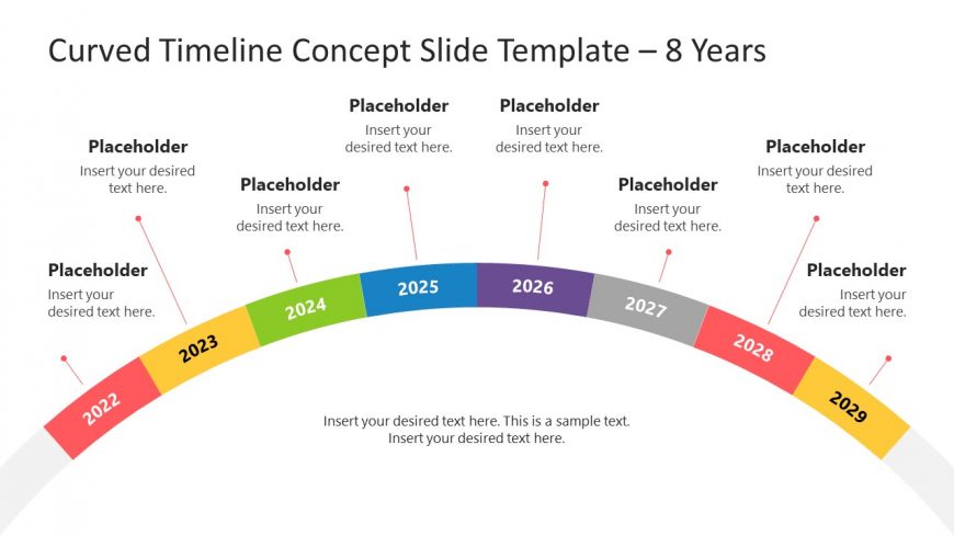 Presentation of 9 Steps Curved Timeline 
