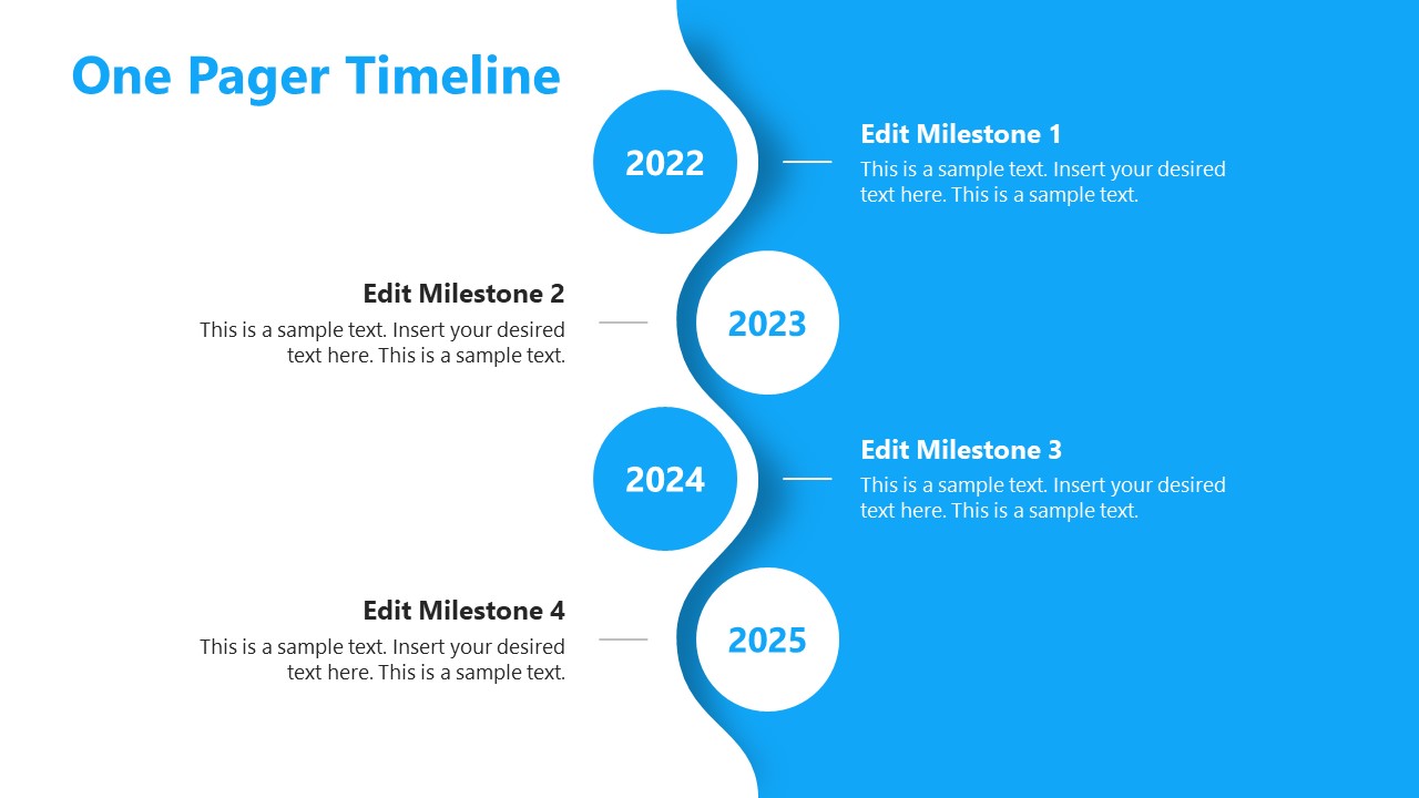 4 Milestones on Vertical Timeline Template 