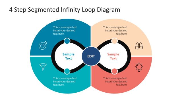 4 Step Segmented Infinity Loop Diagram for PowerPoint