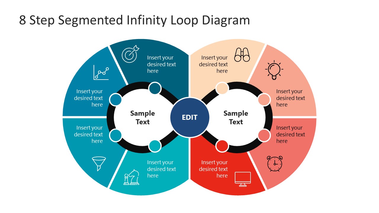 8 Step Segmented Infinity Loop Diagram for PowerPoint SlideModel