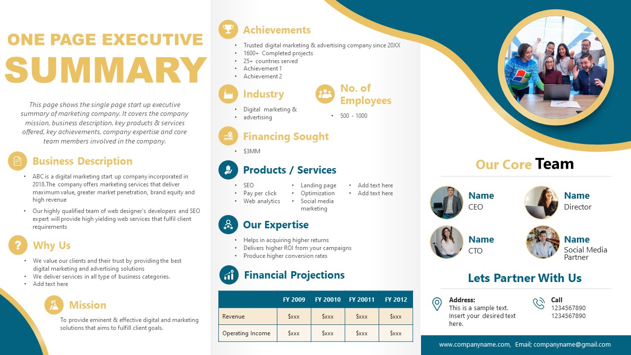 One Pager Startup PowerPoint Template And Google Slides Eduaspirant