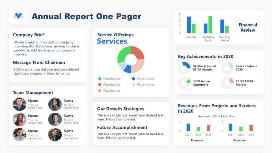 Annual Report One Pager Template PPT