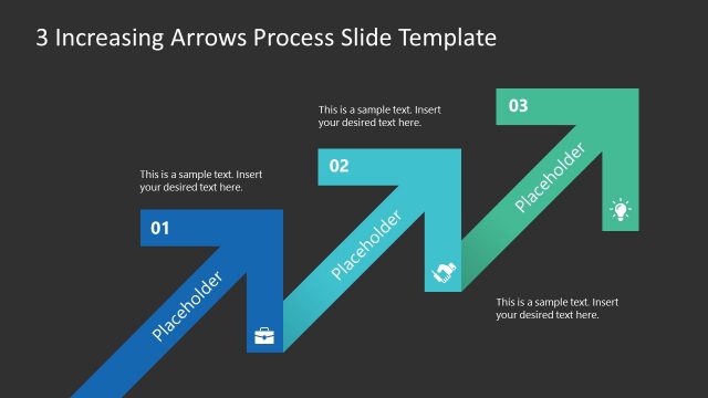 Template of 3 Steps Increasing Arrows