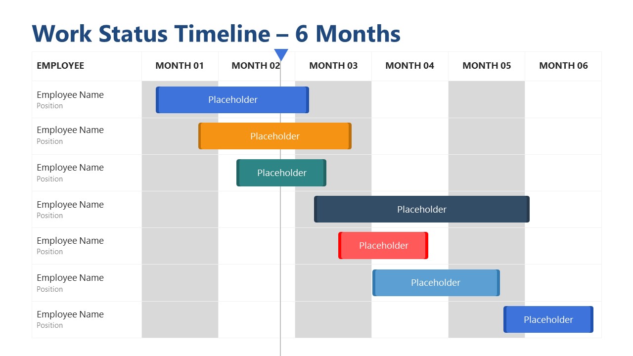 6 Month Planning Work Status Gantt Chart