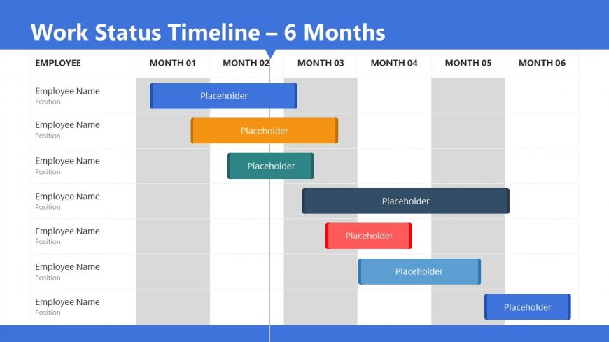 Gantt Chart for Work Status 6 Month Template