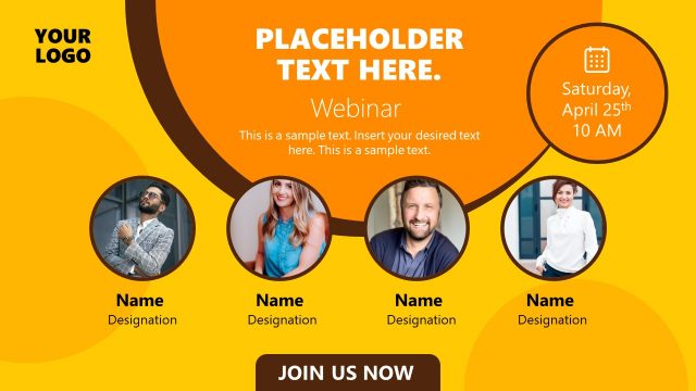 PPT Template of Webinar 4 Speakers Slide