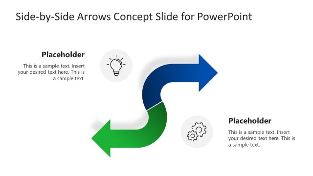 Horizontal Side-by-Side Arrow Concept Slide Template for PowerPoint
