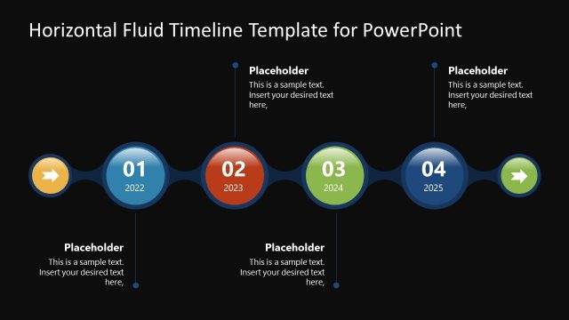 Fluid Diagram 4 Steps Horizontal Timeline Template