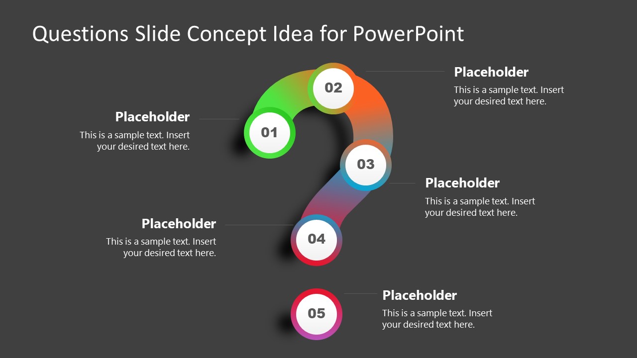PowerPoint 5 Steps Gradient Question Slide Design