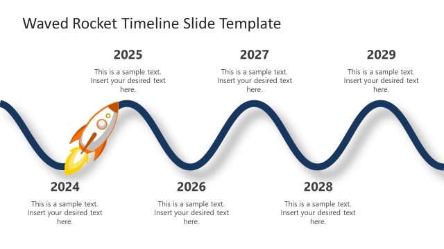 Waved Rocket Timeline Template for PowerPoint