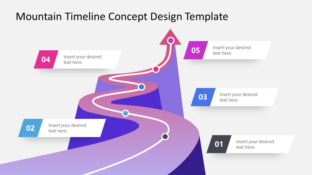 Mountain Concept Timeline 5 Steps PowerPoint 