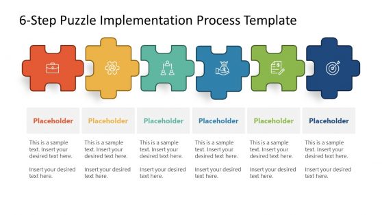 PPT Template for 6-Step Puzzle Implementation Process 