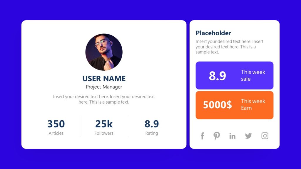 PowerPoint Dashboard Template Personal User Profile - SlideModel