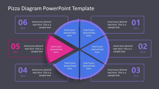 Template of 6 Steps Pizza Diagram Design