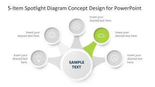 5-Item Spotlight Diagram Concept Design For PowerPoint - SlideModel