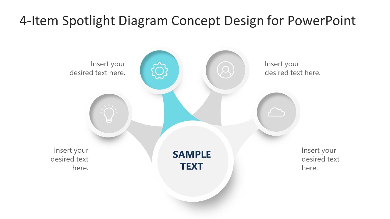 4-Item Spotlight Diagram Concept Design for PowerPoint - SlideModel