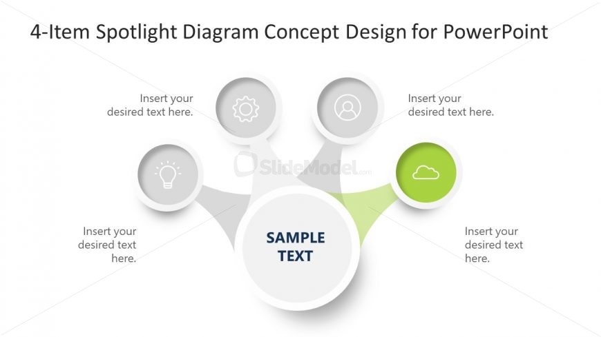 4 Item Spotlight Concept Design PowerPoint Template