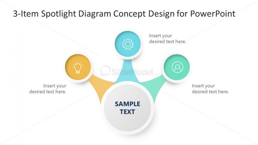 PowerPoint Template for 3-Item Spotlight Concept Diagram