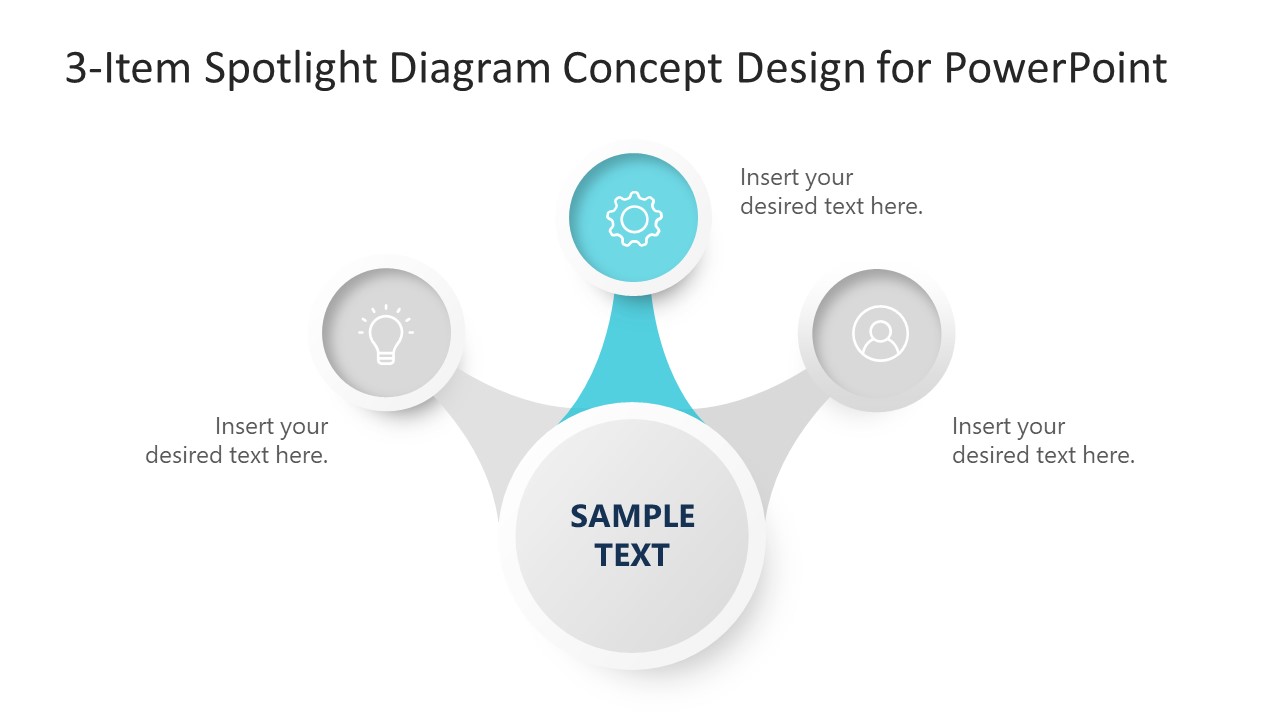 3-Item Spotlight Diagram Concept Design for PowerPoint - SlideModel