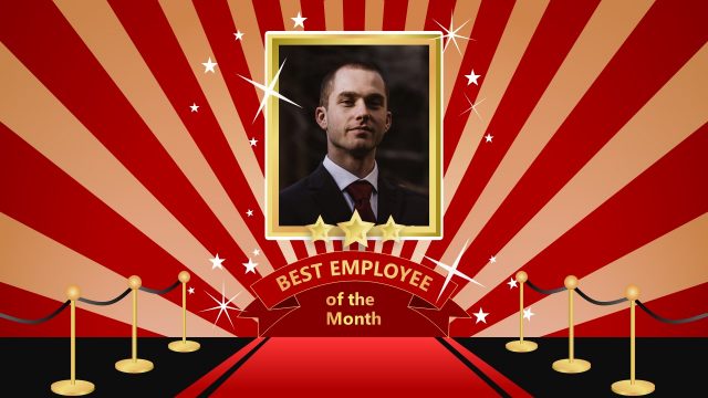 Employee of the Month Spotlight Template – Red Background