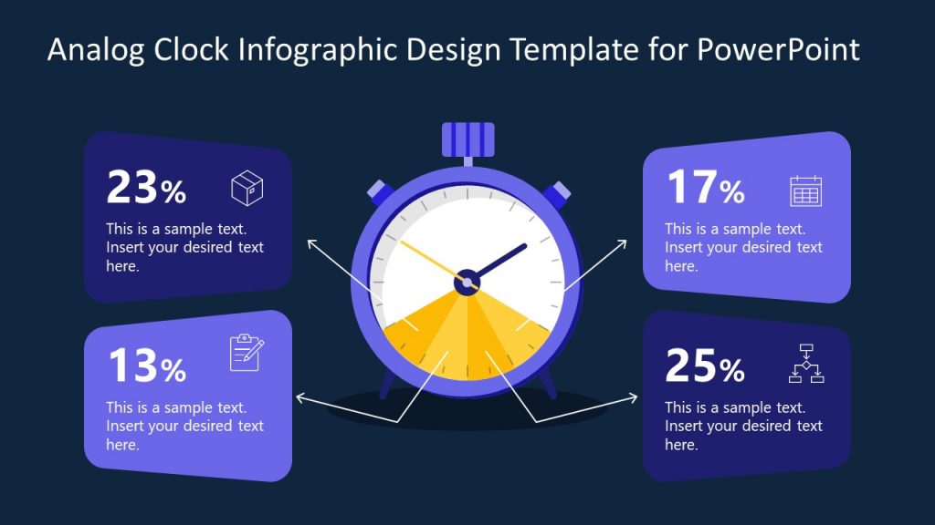 Analog Clock Infographic Design Template - Dark Background - SlideModel