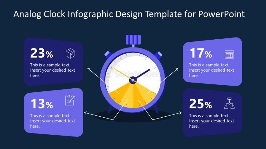 Analog Clock Infographic Design Template - Dark Background 