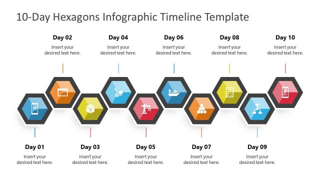10-Day Hexagons Infographic Timeline Template for PowerPoint