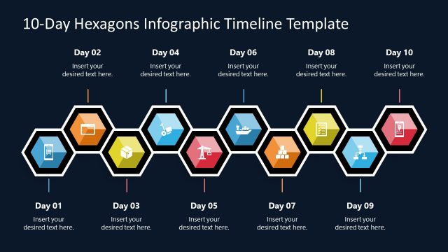10-Day Hexagons Infographic Timeline Diagram – Dark Background