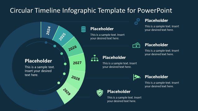 6-Year Circular Timeline Template Design for PowerPoint