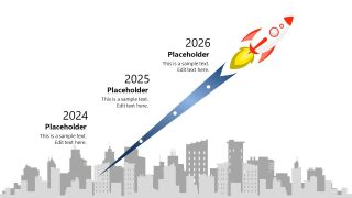 PPT Slide Template of 3-Year Infographic Rocket Timeline Model