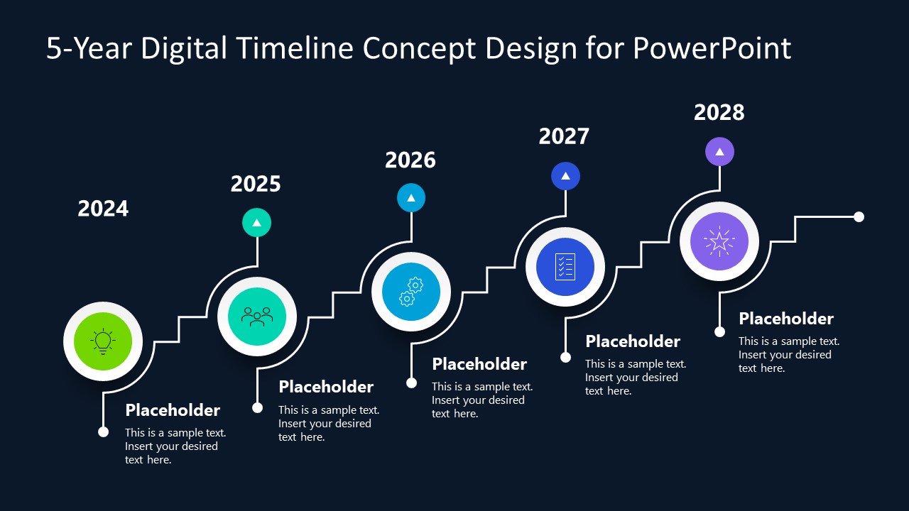 5-Year Digital Timeline Concept Design for PowerPoint - SlideModel