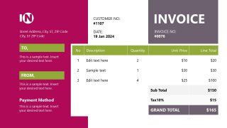Customer Invoice Template for PowerPoint
